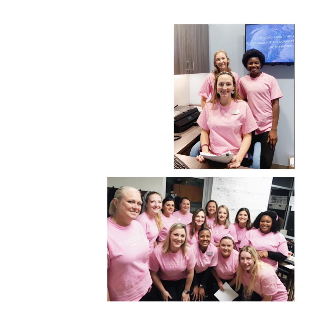 Our staff wearing their pink t-shirts 